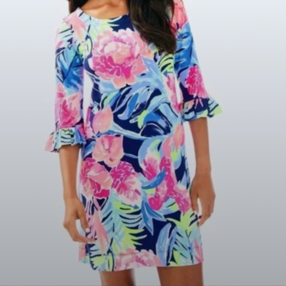 🌺🌺Lilly Pulitzer Sophie Ruffle High Tide Navy Tropicolada Dress🌺🌺 - Picture 9 of 9
